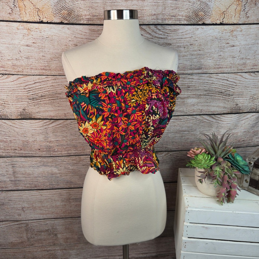 5/$25 Maeve Anthropologie Adelaide Floral Smocked Tube Top Strapless Small
